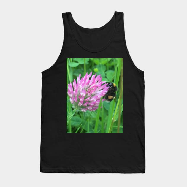 Busy Bumble Bee on a Four Leaf Lucky Clover Tank Top by Bucklandcrafts